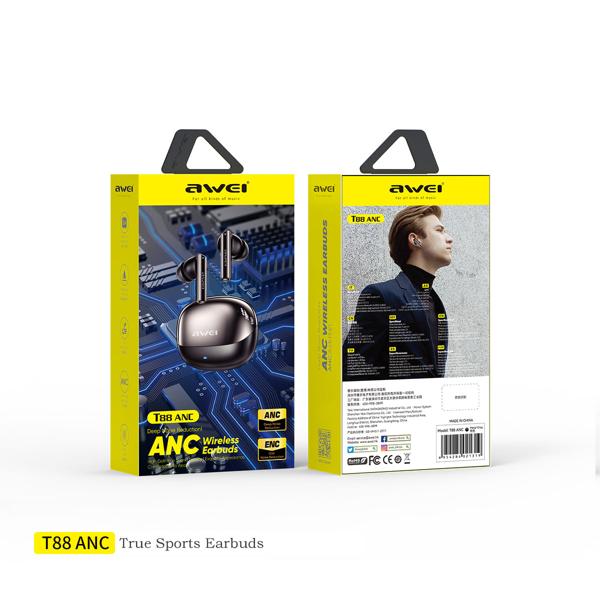 AWEI T88 ANC AI Headphones (AI Translation,ENC Dual Noise Cancellation)
