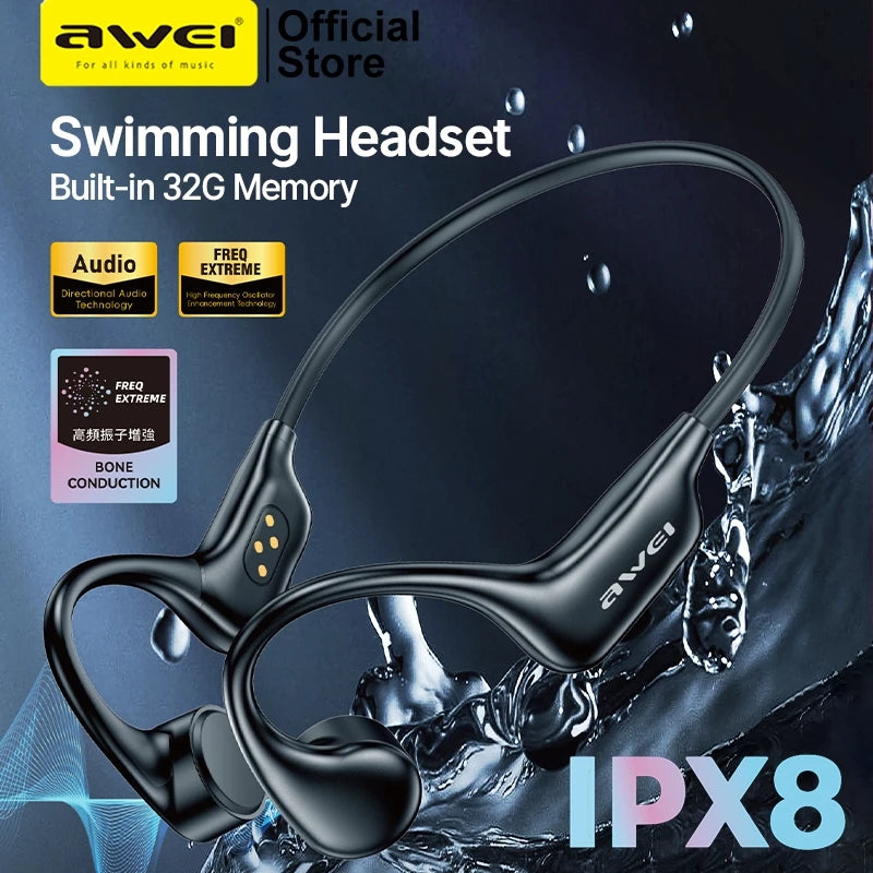 Awei A899BL Bone Conduction IPX8 Swimming Earphones