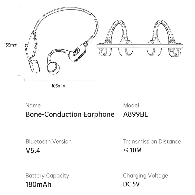 Awei A899BL Bone Conduction IPX8 Swimming Earphones