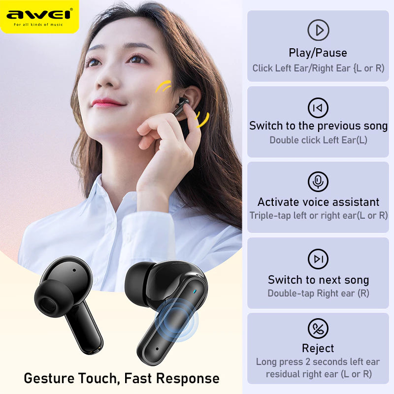 Awei T71 TWS Bluetooth Earbuds with Mic