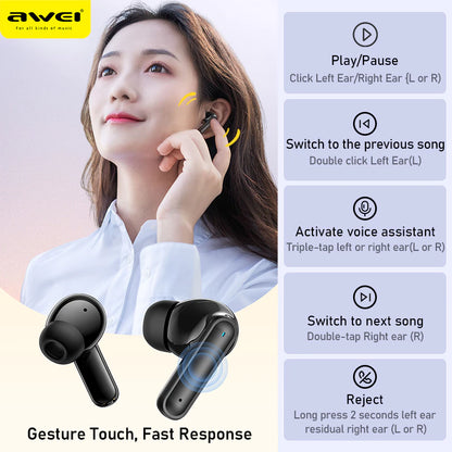 Awei T71 TWS Bluetooth Earbuds with Mic