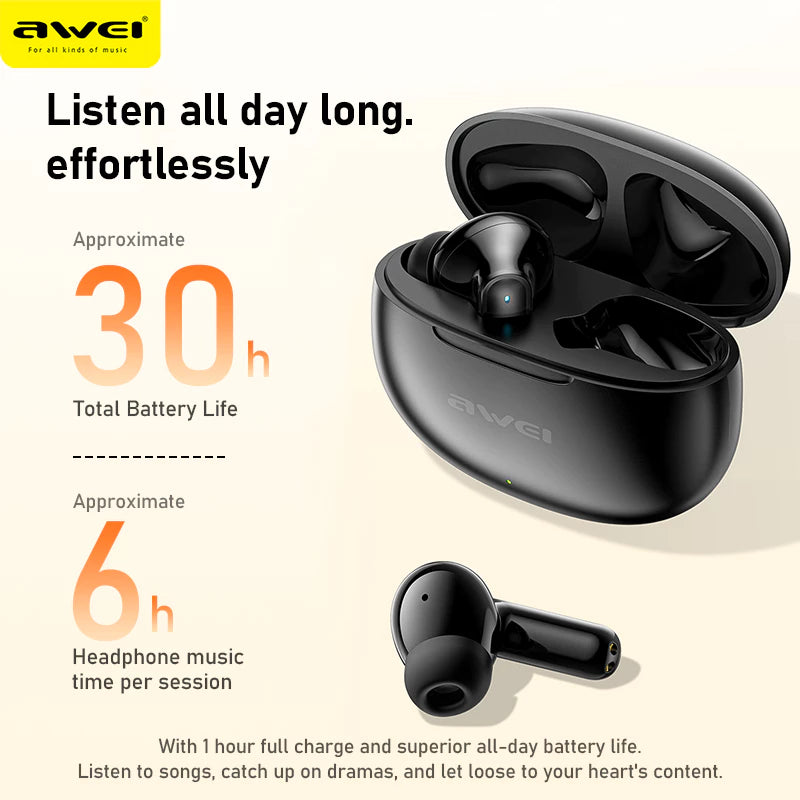 Awei T71 TWS Bluetooth Earbuds with Mic