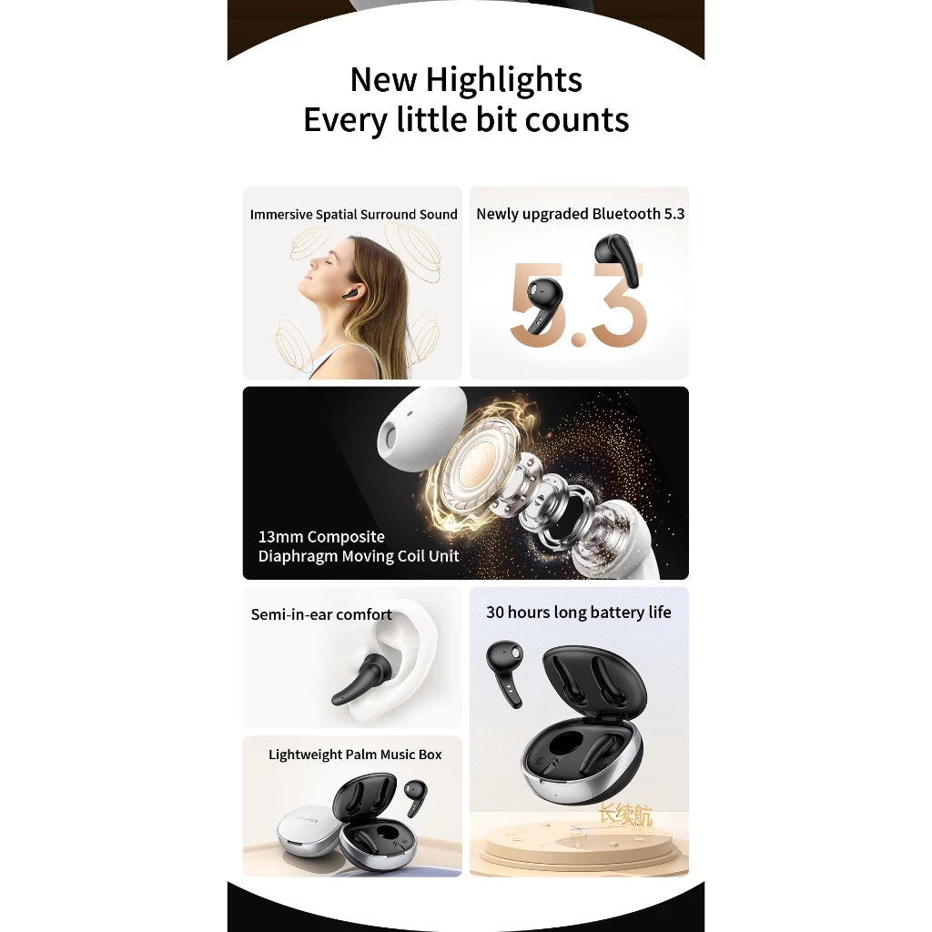 Awei T75 True Wireless Bluetooth Earbuds with Mic