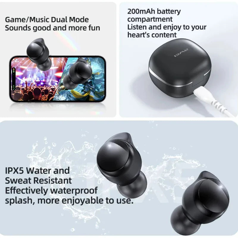 Awei T78 Bluetooth 5.3 HiFi Earbuds with Mic